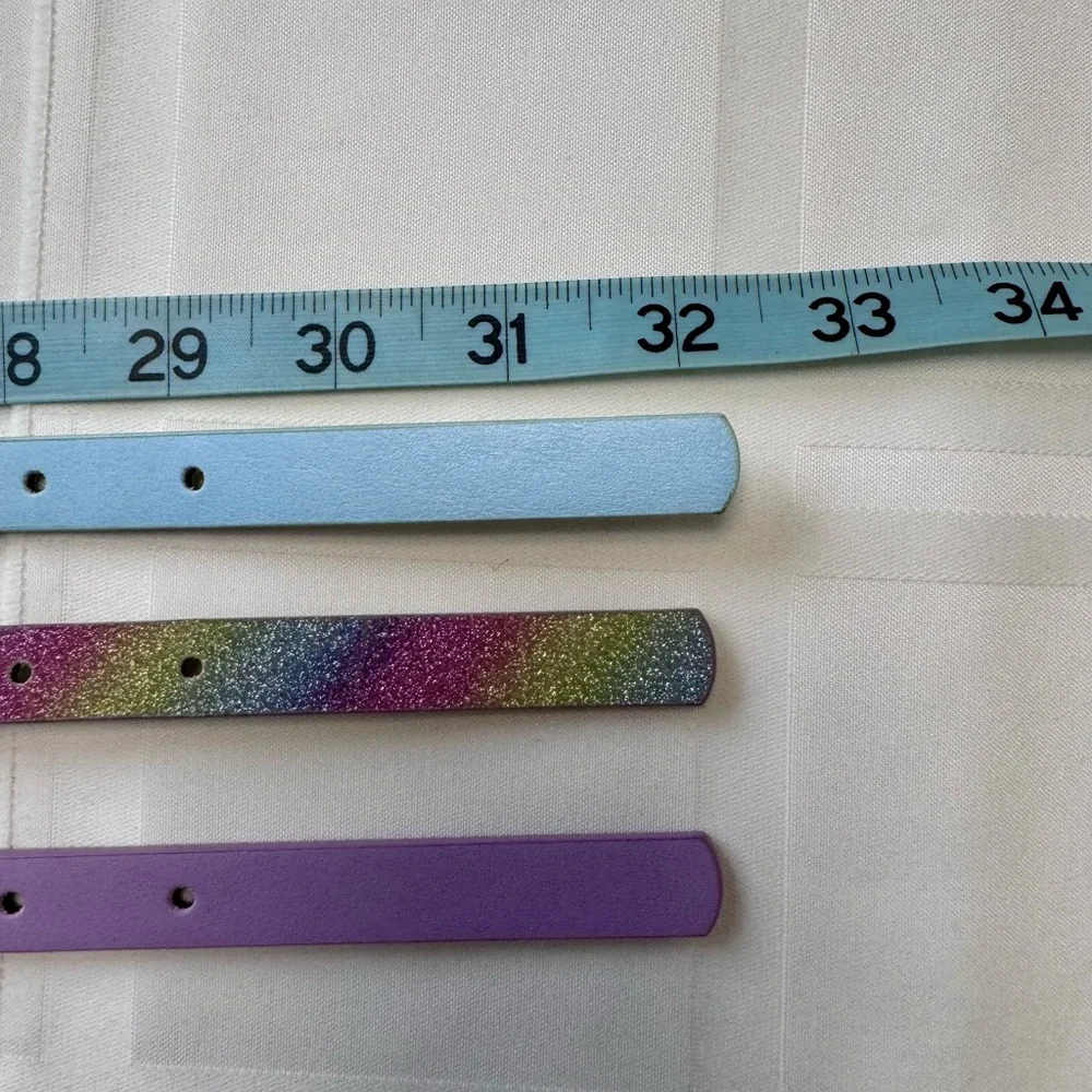 Vibrant Kids Belt Trio - Blue, Rainbow, and Purple